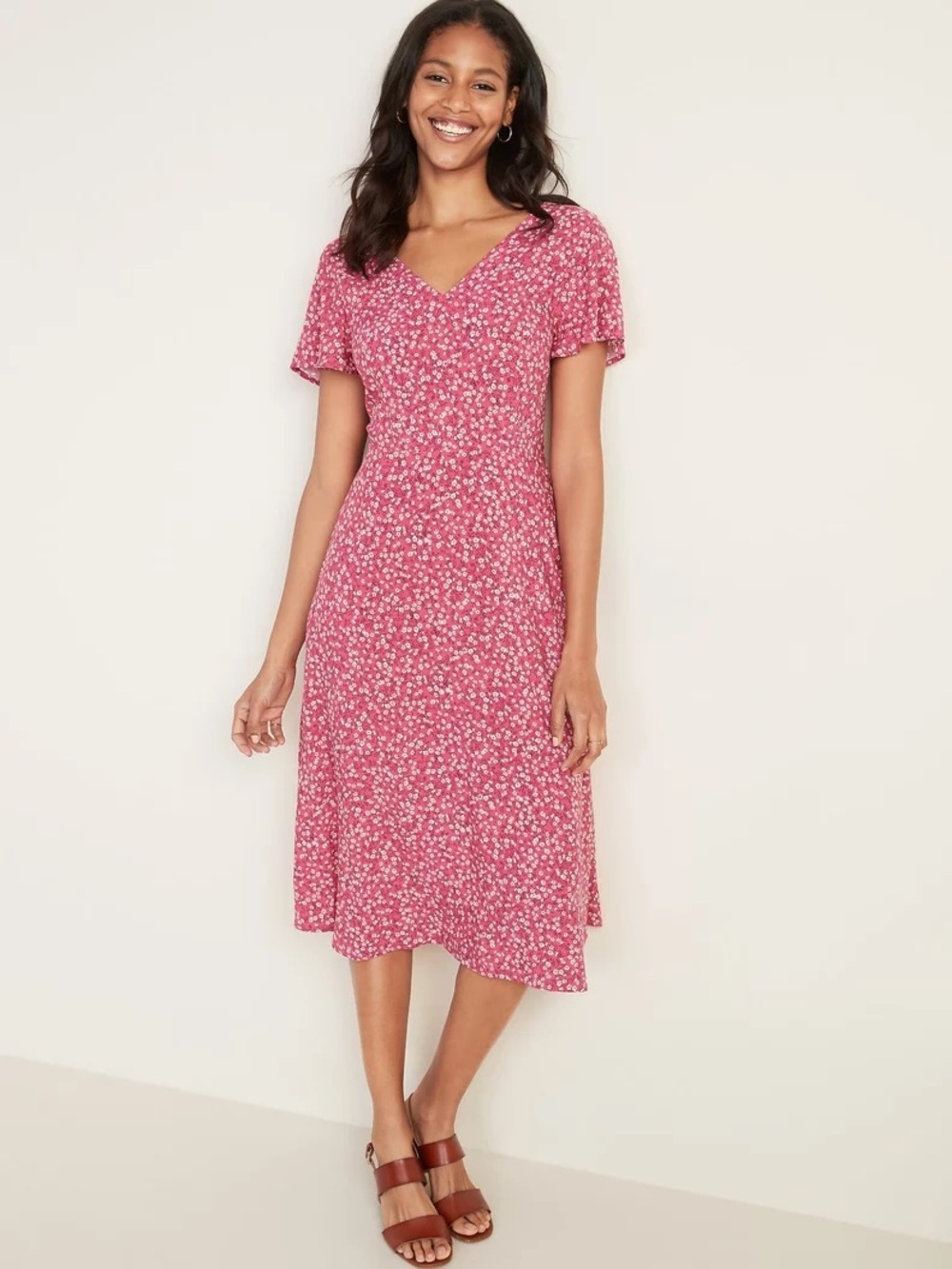 NWT Old Navy Fit & Flare V-Neck Midi Dress